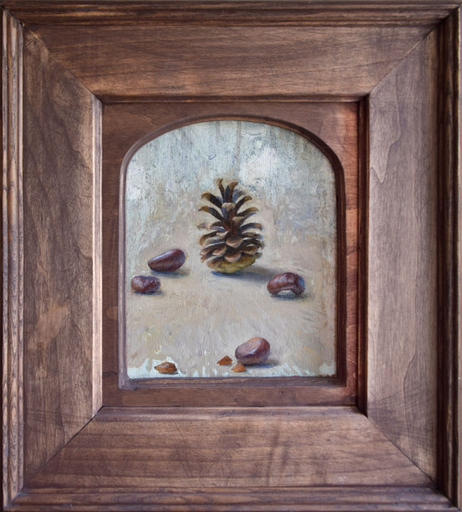 Malerei mit dem Titel "Pinecone" von Donatas Inis, Original-Kunstwerk, Öl