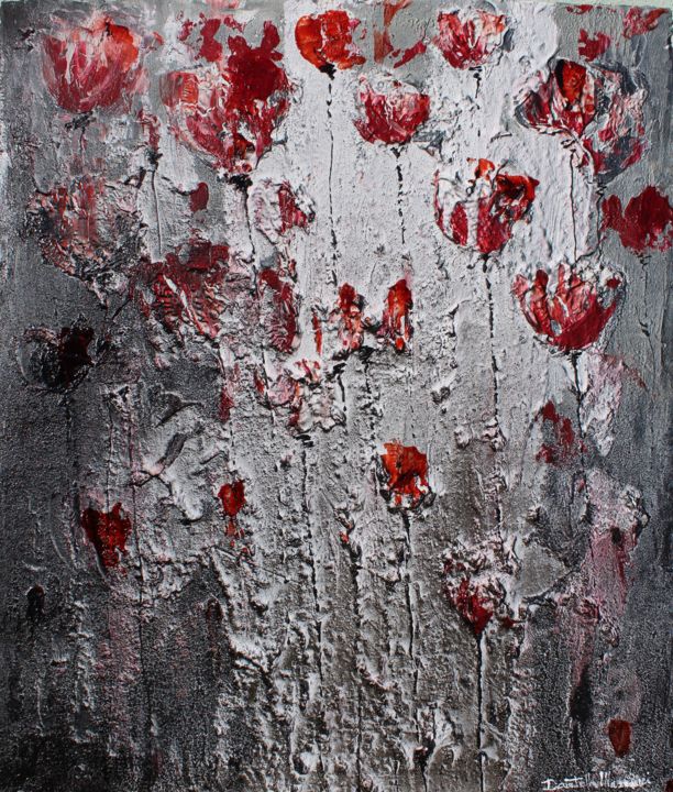 Peinture intitulée "Dancing poppies...i…" par Donatella Marraoni, Œuvre d'art originale, Huile