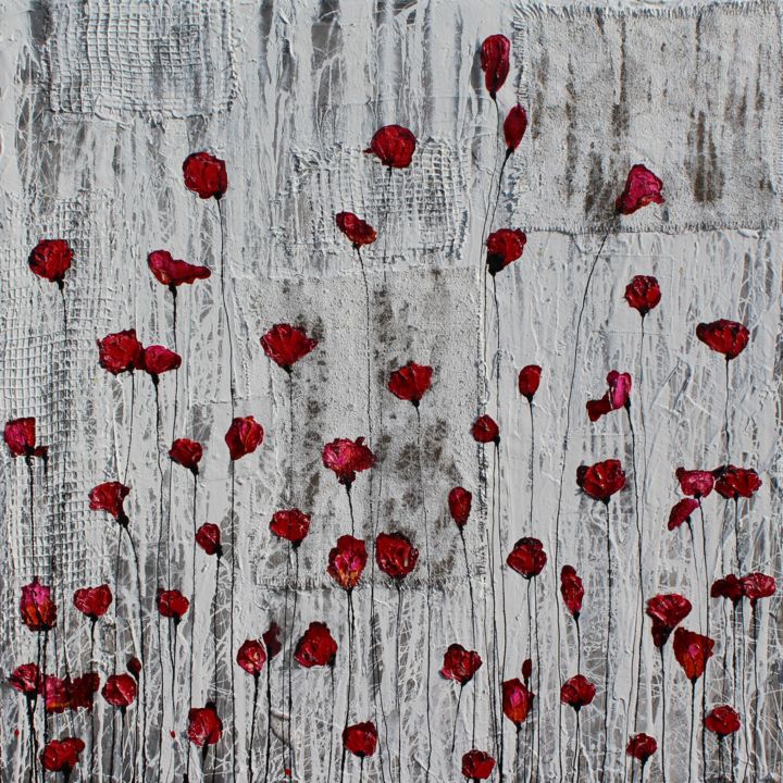 Pittura intitolato "poppies...battiti d…" da Donatella Marraoni, Opera d'arte originale, Acrilico