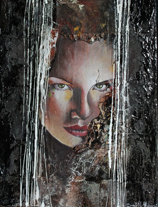 Peinture intitulée "portrait - woman" par Donatella Marraoni, Œuvre d'art originale, Émail
