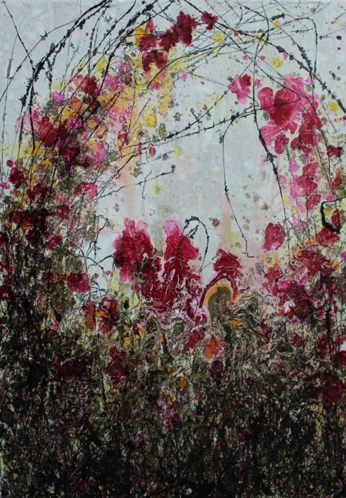 Painting titled "Barbed Wire.... And…" by Donatella Marraoni, Original Artwork, Enamel