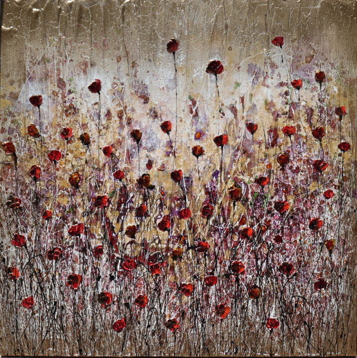 Painting titled "Preciuos poppies" by Donatella Marraoni, Original Artwork, Oil