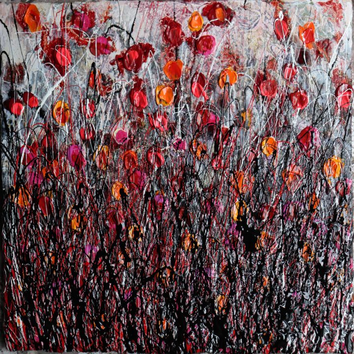 Malarstwo zatytułowany „poppies and feeling…” autorstwa Donatella Marraoni, Oryginalna praca, Olej