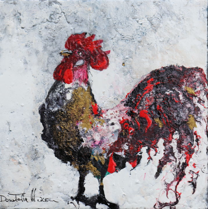 Schilderij getiteld "Gallo" door Donatella Marraoni, Origineel Kunstwerk, Olie