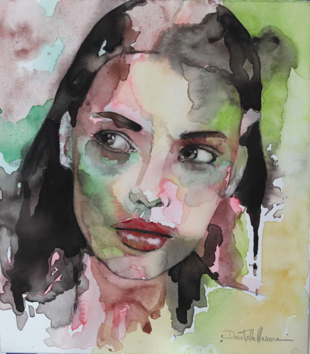 Pintura intitulada "missing you...a lot" por Donatella Marraoni, Obras de arte originais, Aquarela