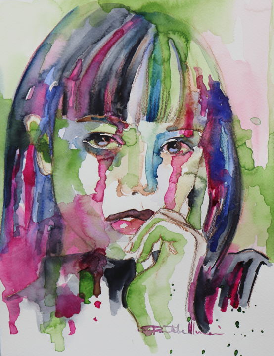 Malerei mit dem Titel "Un-break My Heart" von Donatella Marraoni, Original-Kunstwerk, Aquarell