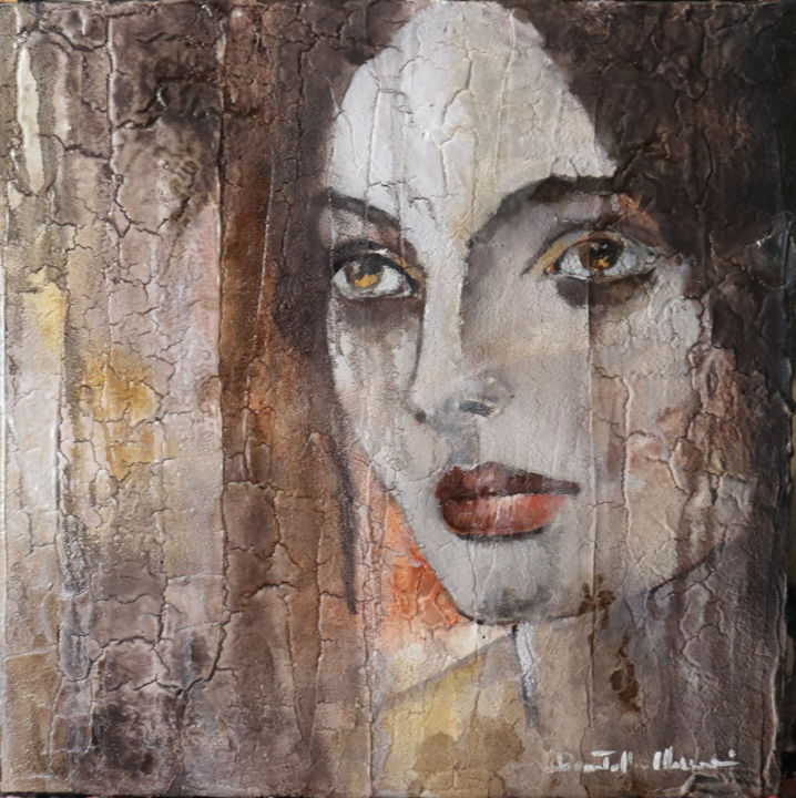 Картина под названием "She walks alone fro…" - Donatella Marraoni, Подлинное произведение искусства, Масло