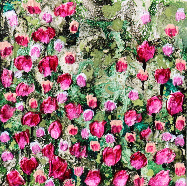 Painting titled "Garden" by Donatella Marraoni, Original Artwork, Oil