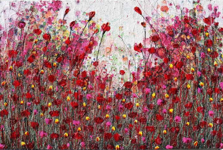 Pittura intitolato "Poppies and friends…" da Donatella Marraoni, Opera d'arte originale, Olio