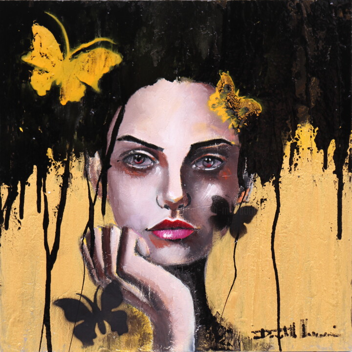 Painting titled "Butterfly" by Donatella Marraoni, Original Artwork, Oil