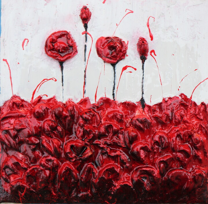 Ζωγραφική με τίτλο "poppies passion III" από Donatella Marraoni, Αυθεντικά έργα τέχνης, Λάδι