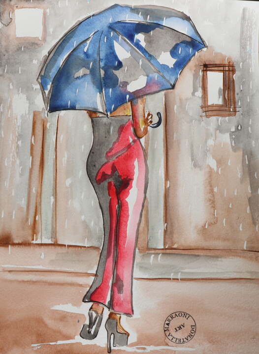 Painting titled "ombrello II" by Donatella Marraoni, Original Artwork, Watercolor