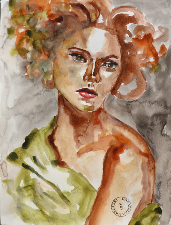 Pintura intitulada "Waiting for nothing." por Donatella Marraoni, Obras de arte originais, Aquarela