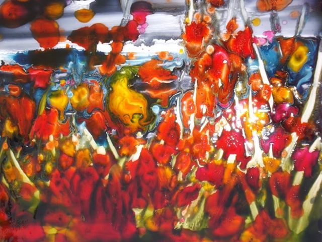 Pintura intitulada "Lovely Poppies" por Donatella Marraoni, Obras de arte originais, Outro