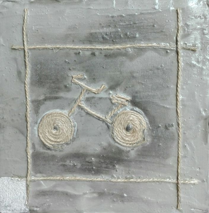 Schilderij getiteld "Bike & Wall." door Donatella Marraoni, Origineel Kunstwerk, Anders