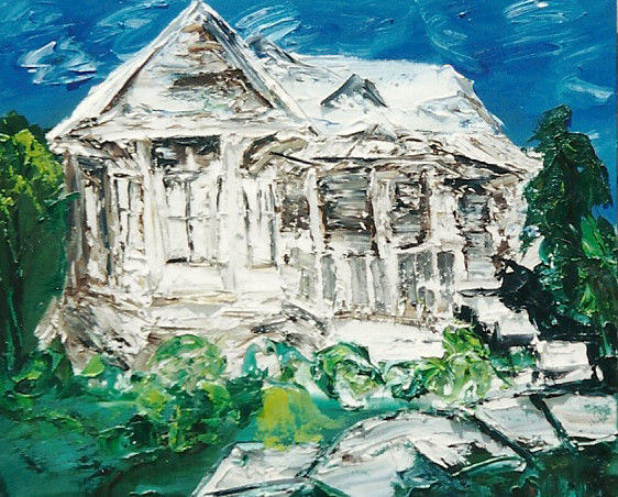 Painting titled ""Enchanted Cottage"" by Don David Young (dondavid), Original Artwork, Oil Mounted on Wood Stretcher frame