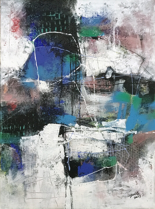 Painting titled "D011023 Original ab…" by Dong Su, Original Artwork, Acrylic Mounted on Wood Stretcher frame