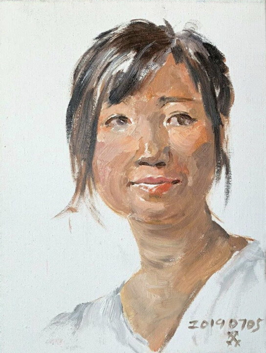 Pintura titulada "李女士肖像速写" por Dong Kui, Obra de arte original, Oleo