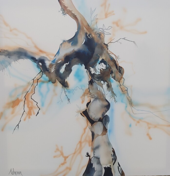 Peinture intitulée "Bois Flotté" par Donna Acheson Juillet, Œuvre d'art originale, Aquarelle