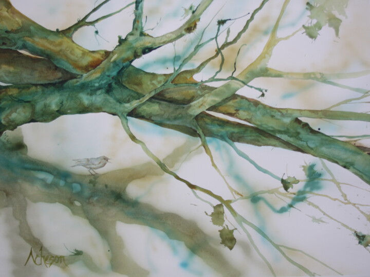 Peinture intitulée "Entrelacées" par Donna Acheson Juillet, Œuvre d'art originale, Aquarelle