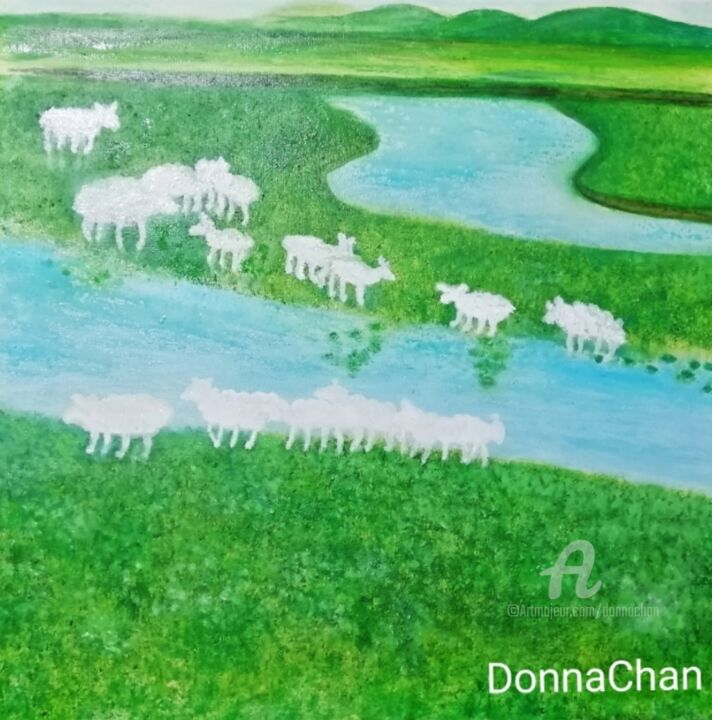 Peinture intitulée "蒙古" par Mei Ha Chan (Donna), Œuvre d'art originale, Pigments