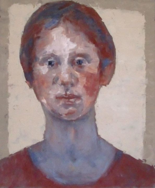Peinture intitulée "blue neck-girl" par Donna Gourdol, Œuvre d'art originale, Huile