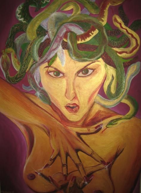 Pittura intitolato "Medusa II" da Donnerkind, Opera d'arte originale, Olio