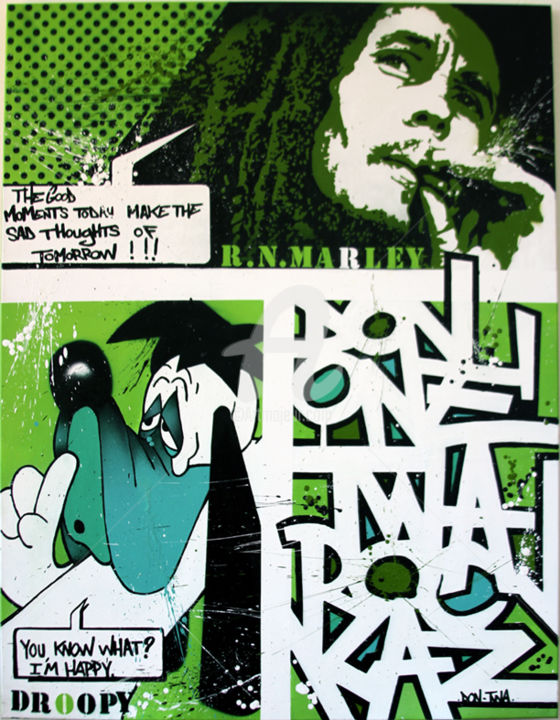 Malerei mit dem Titel "Robert Nesta Marley…" von Don, Original-Kunstwerk, Sprühfarbe