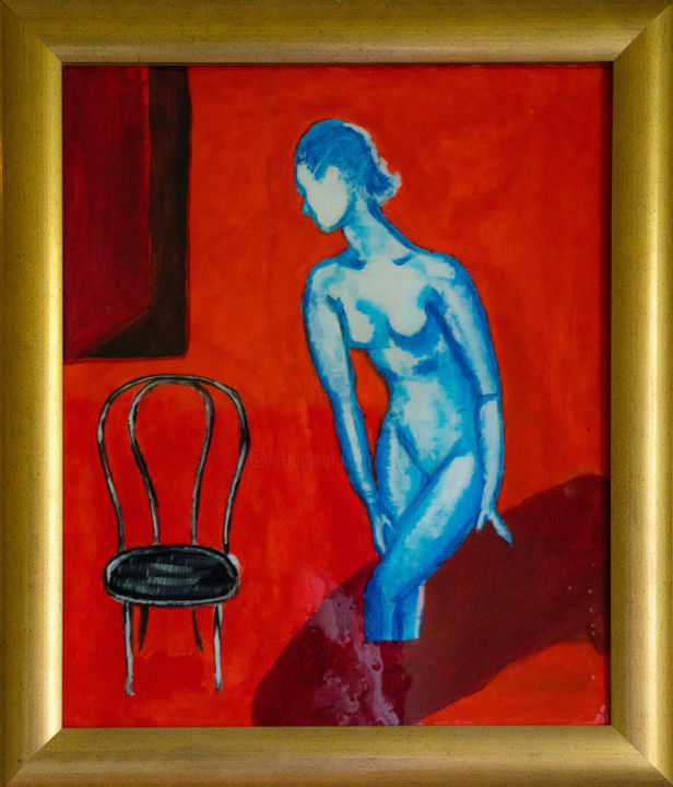 Painting titled "women-in-red" by Rey, Original Artwork, Acrylic