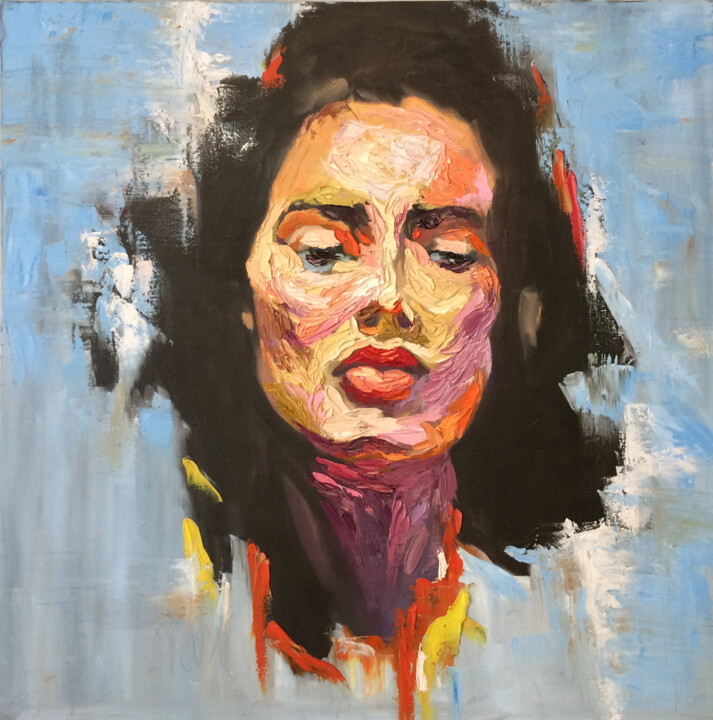 Painting titled "Portrait3" by Donya Mo, Original Artwork, Oil