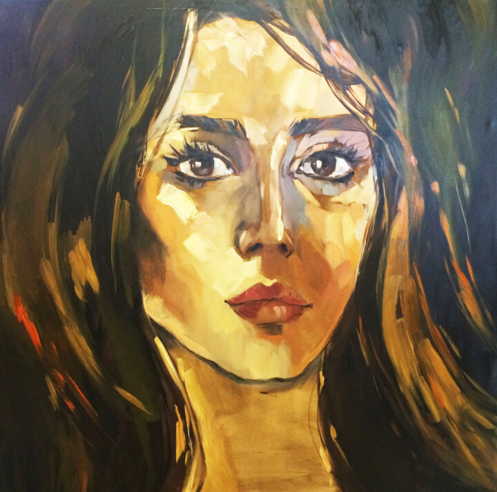 Pintura titulada "Self Portrait" por Donya Mo, Obra de arte original, Oleo