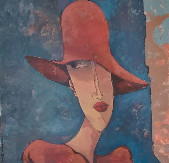 Peinture intitulée "Lotus in Red" par Mina Donyavi, Œuvre d'art originale, Acrylique