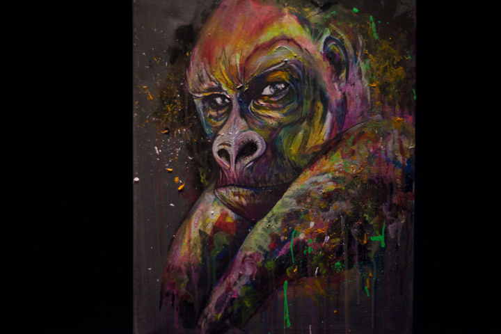 Malerei mit dem Titel "Gorille" von La Donzelle, Original-Kunstwerk, Acryl