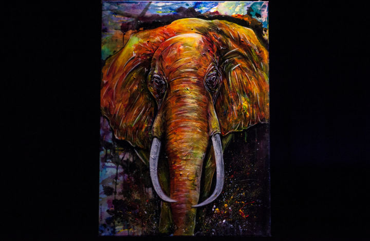 Malerei mit dem Titel "Elephant" von La Donzelle, Original-Kunstwerk, Acryl