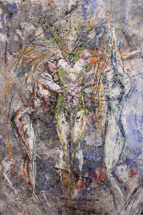 Malerei mit dem Titel "Triade" von La Donzelle, Original-Kunstwerk, Acryl