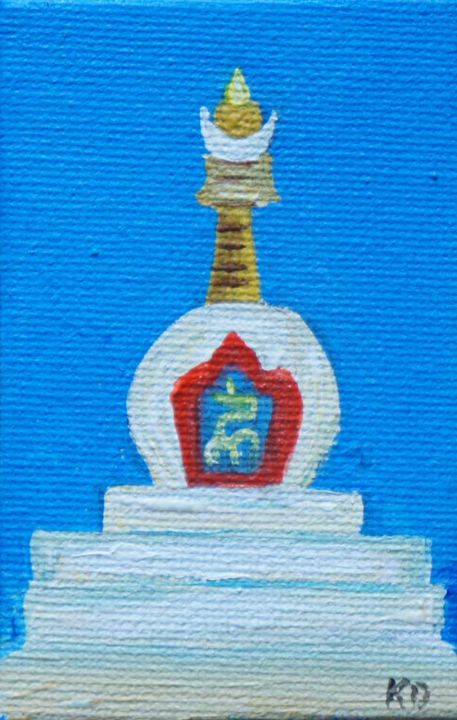 Painting titled "Stupa" by Dookar Dickyi, Original Artwork