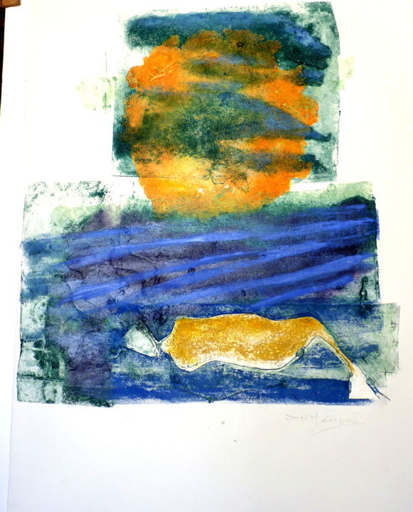Printmaking titled "Playa infinita" by Dora Márquez, Original Artwork, Collagraphy