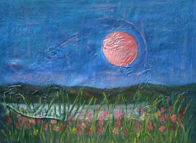 Peinture intitulée "Luna  Roja" par Dora  Sanchez  Rivero, Œuvre d'art originale, Huile