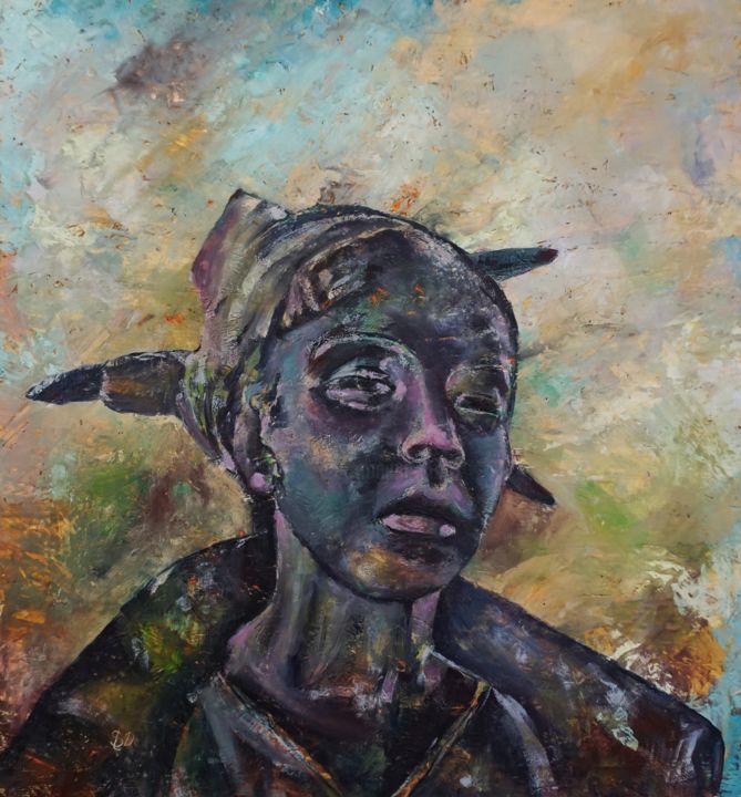 Painting titled "The Selfie" by Dora Stork, Original Artwork, Wax