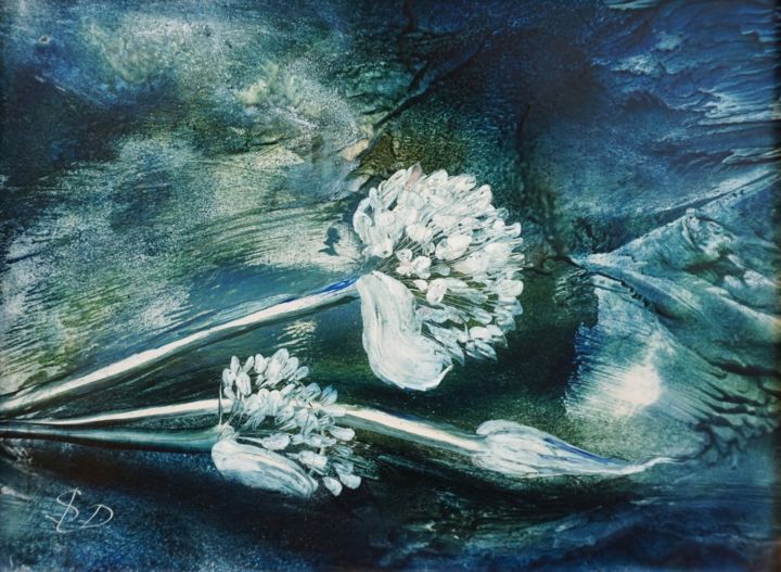 Pintura titulada "Onion Flowers" por Dora Stork, Obra de arte original, Cera