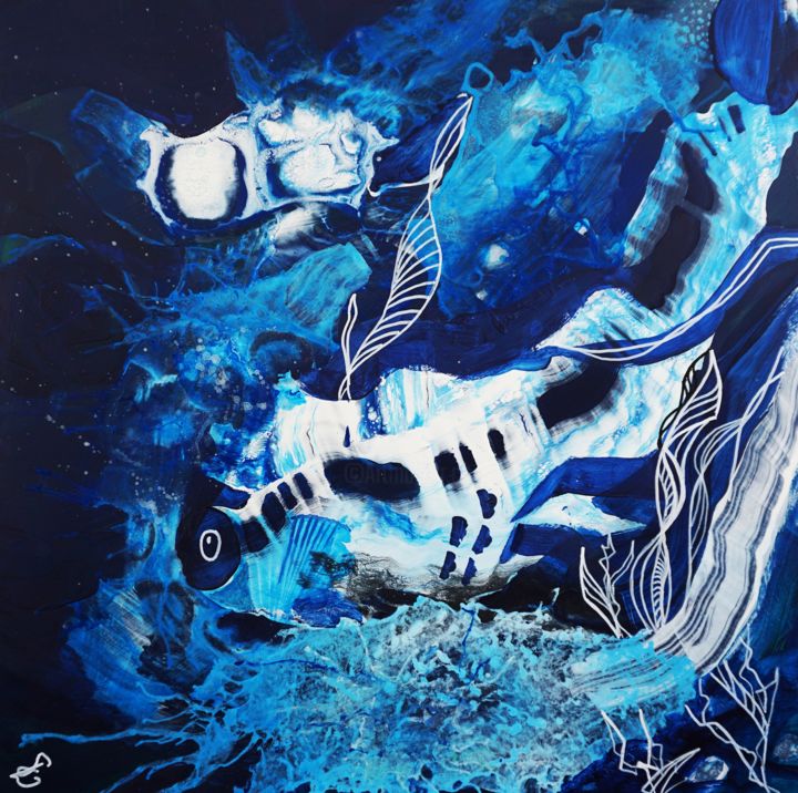 Pittura intitolato "Deep Sea II." da Dora Stork, Opera d'arte originale, Acrilico