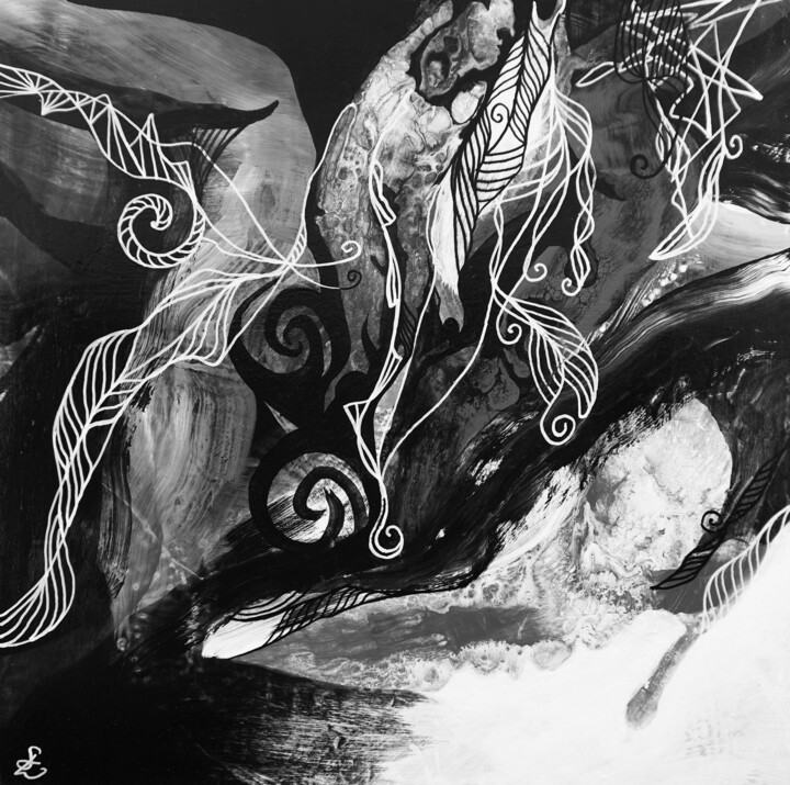 Ζωγραφική με τίτλο "Pleasure in B&W" από Dora Stork, Αυθεντικά έργα τέχνης, Ακρυλικό