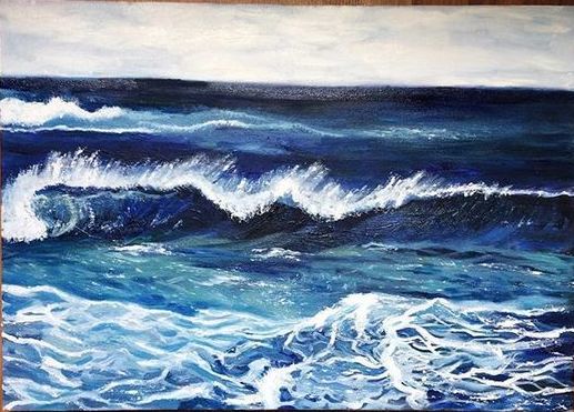 Painting titled "Ocean" by Kristikob, Original Artwork, Oil