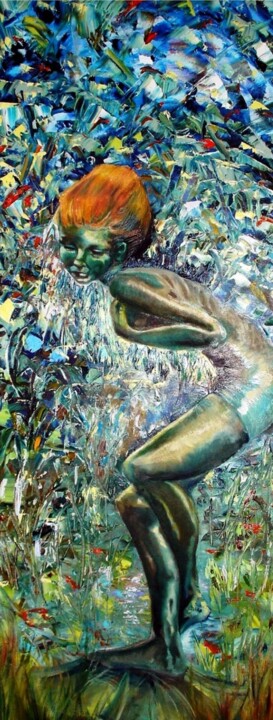 Malerei mit dem Titel "The reluctant water…" von Dorienne Carmel, Original-Kunstwerk, Öl