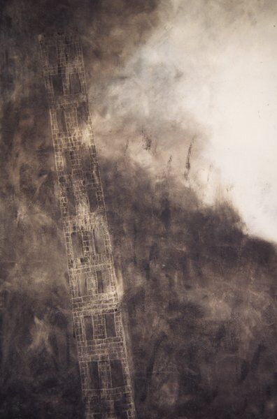 Schilderij getiteld "La tour qui penche" door Dorine Knecht, Origineel Kunstwerk, Pastel
