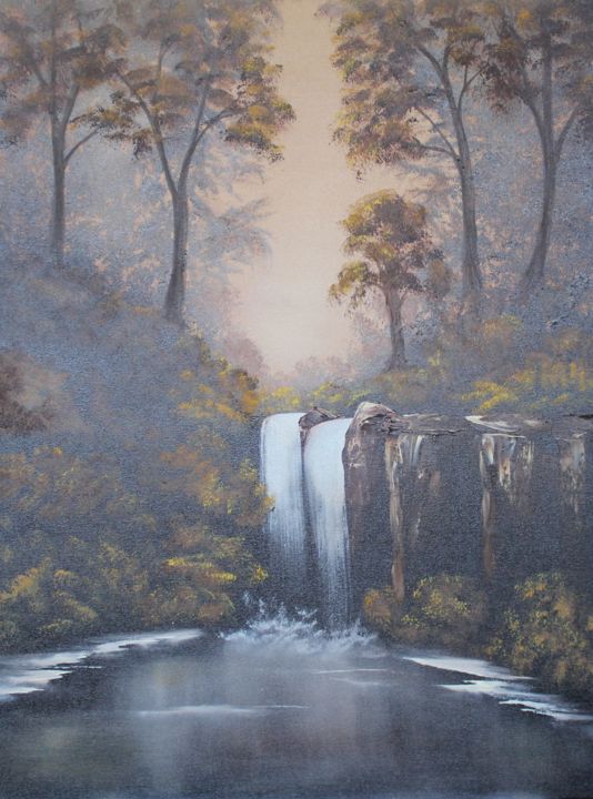 Pittura intitolato "Wasserfall" da Doris Perren, Opera d'arte originale, Olio