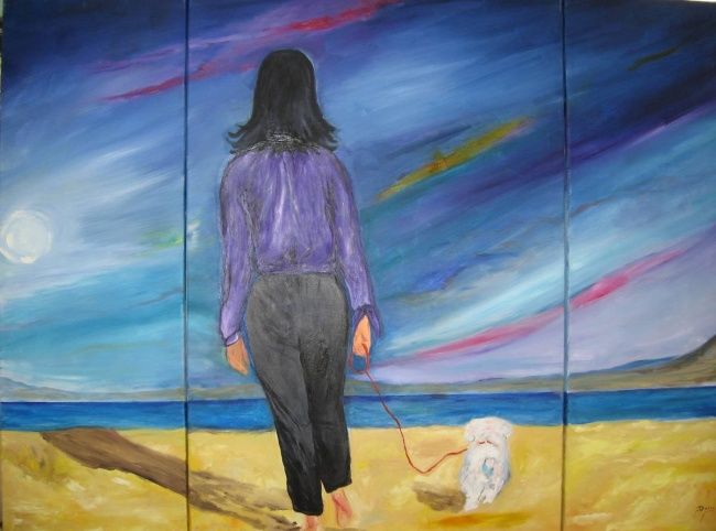 Painting titled "Morning Walk" by Doris Cohen, Original Artwork