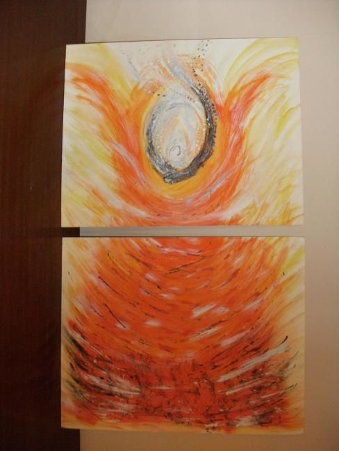 Ζωγραφική με τίτλο "fire" από Doris Pace, Αυθεντικά έργα τέχνης, Λάδι