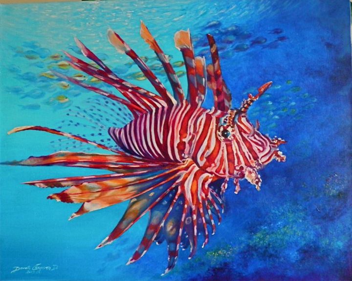 Peinture intitulée "fish" par Dorota Czapska D, Œuvre d'art originale, Huile
