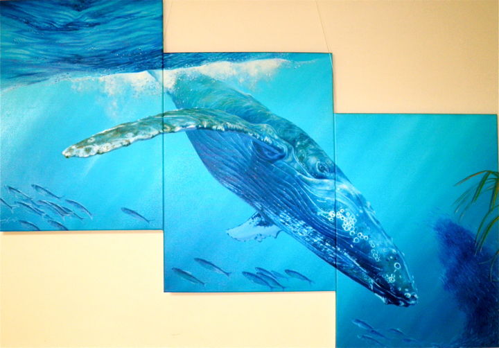 Painting titled "Whale" by Dorota Czapska D, Original Artwork